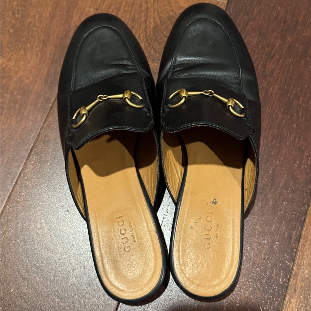 Gucci Princeton Authentic leather slipper slides with classic gold horse bit - Picture 7 of 16